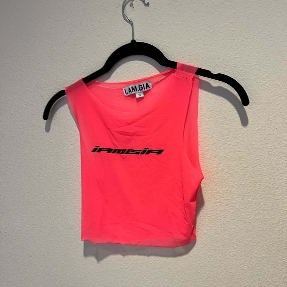 Pink I.AM.GIA sheer crop top